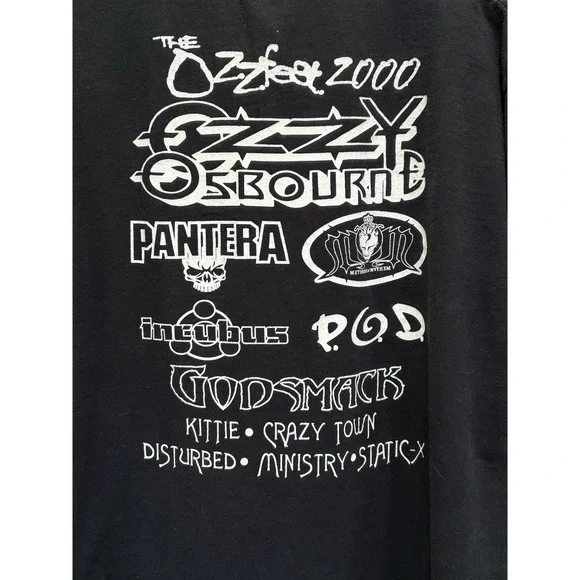 Vintage Ozzfest 2000 Tour Graphic Tshirt Black/White Rock Band Size L Pin Up‎ - Picture 6 of 7